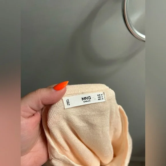 Mango peach tie front midi dress casual summer dress - Picture 5 of 6